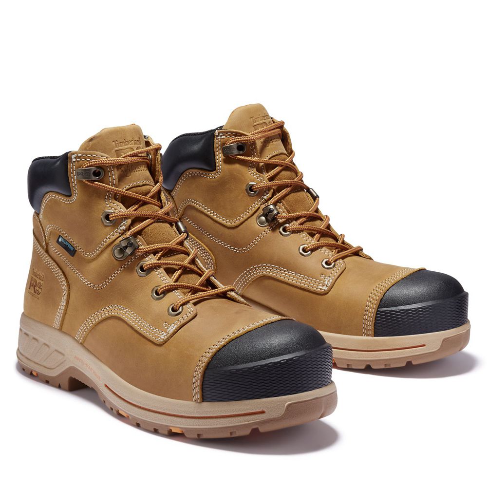 Timberland Μποτακια Εργασίας Ανδρικα Καφε/Μαυρα - Pro® Helix Hd 6\" Comp Toe - Greece 5971234-FB